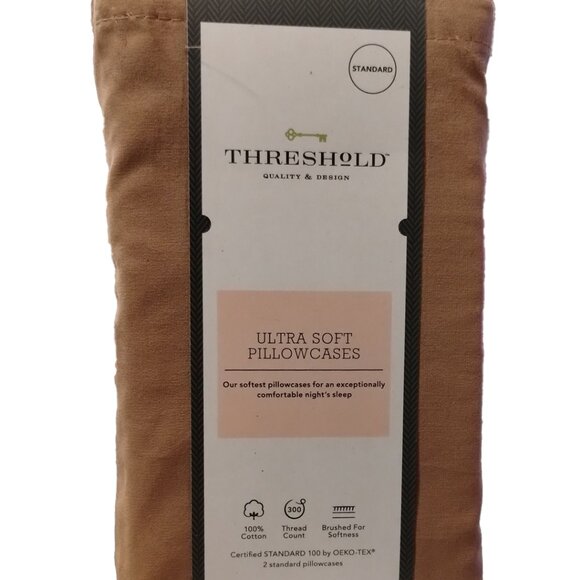 Brown 300 Thread Count Ultra Soft Pillowcase Set - Threshold - Picture 1 of 4